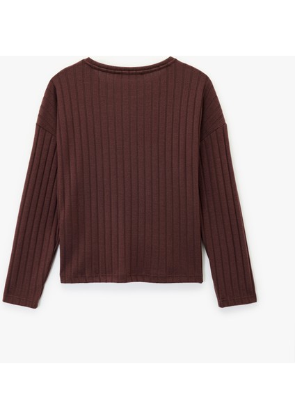 Uzun Kollu Bisiklet Yaka Rahat Kalıp Pijama Üstü fiyatları