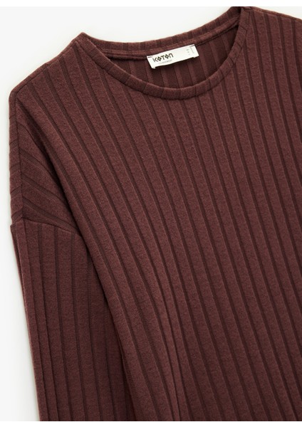 Uzun Kollu Bisiklet Yaka Rahat Kalıp Pijama Üstü modelleri