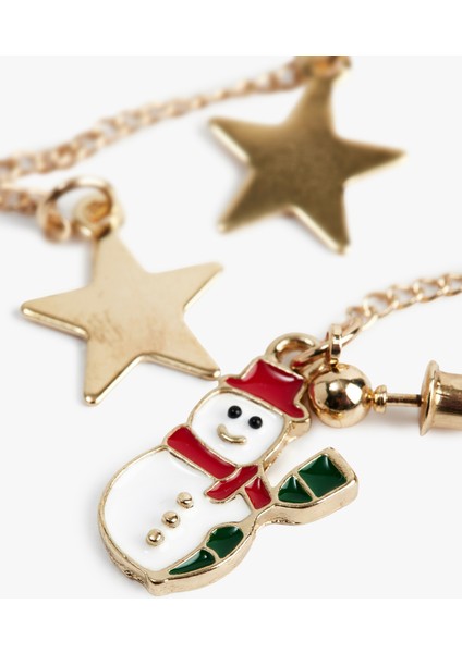 Yıldızlı Zincir Sallantılı Kardan Adam Küpe modelleri