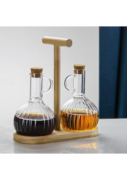 2'li Bambu ile Cam Yağdanlık ve Sirkelik Seti, Yemek Masası ve Sofralarınız Için Bambu Şık Masa Üstü Yağ ve Sirke Şişeleri fiyatları