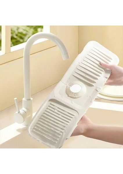 Home Musluk Matı, Eviye Matı,elastik Musluk Matı Su Tutucu Düzenleyici Kaydırmaz Taban Organizer Mutfak Banyo Lavabo,musluk Matı Silikon (Beyaz) modelleri
