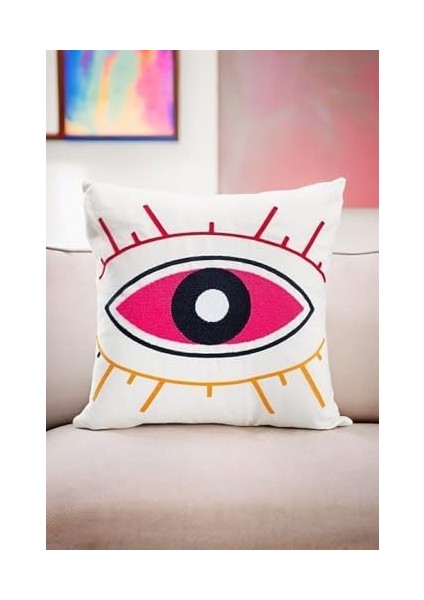 45X45 Özel Tasarım Panç Süzene Desen Dekoratif Kırlent Kılıfı Modern Beyaz 20 fiyatları