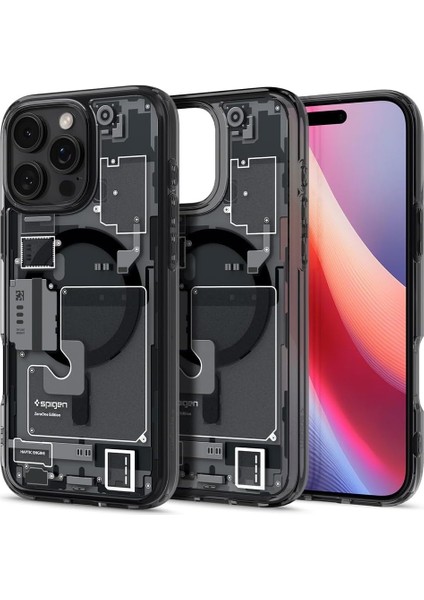 16 Pro Ince Kılıf Ultra Sararma Karşıtı Duraclear™ Hava Kanalı Teknolojisi™ Askeri Sınıf Koruma Magfit Zero One Tasarım Kapak - ACS08135