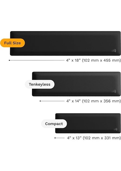 Klavye Bilek Desteği - Yıpranmaz Dikişli Kenarlar, Pürüzsüz Kumaş Yüzey, Kaymaz Kauçuk Taban, Orta Sertlik, Siyah - 100% fırsatları