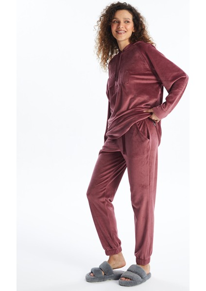 Yeni Sezon Beli Lastikli Düz Kadife Kadın Jogger Pijama Alt fiyatları