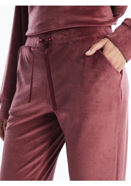 Yeni Sezon Beli Lastikli Düz Kadife Kadın Jogger Pijama Alt fırsatları