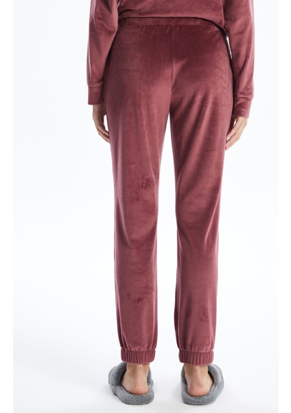 Yeni Sezon Beli Lastikli Düz Kadife Kadın Jogger Pijama Alt indirimleri