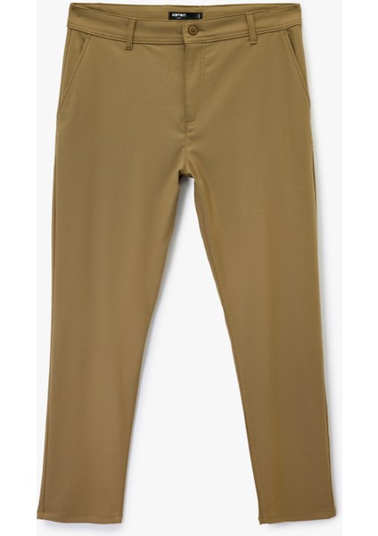 Slim Fit Cepli Viskon Karışımlı Kumaş Pantolon