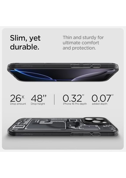 16 Pro Ince Kılıf Ultra Sararma Karşıtı Duraclear™ Hava Kanalı Teknolojisi™ Askeri Sınıf Koruma Magfit Zero One Tasarım Kapak - ACS08135 modelleri