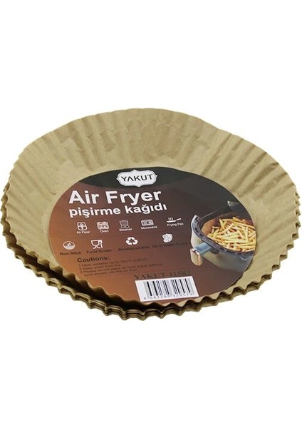 25PCS Küçük=taban 16CM-AĞIZ:22CM Tabak Model Yuvarlak Air Fryer Pişirme Kalıp Kağıt 200 Derecedayanıklı (5047)