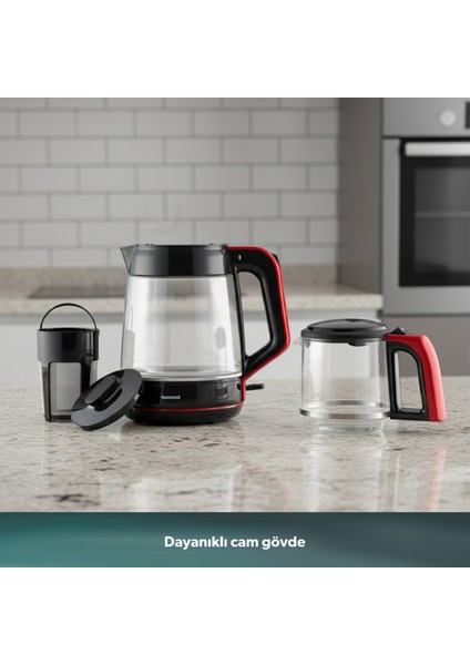Infinity XL 1764H Cam Çay Makinesi Siyah Kırmızı modelleri