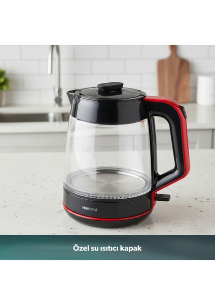 Infinity XL 1764H Cam Çay Makinesi Siyah Kırmızı