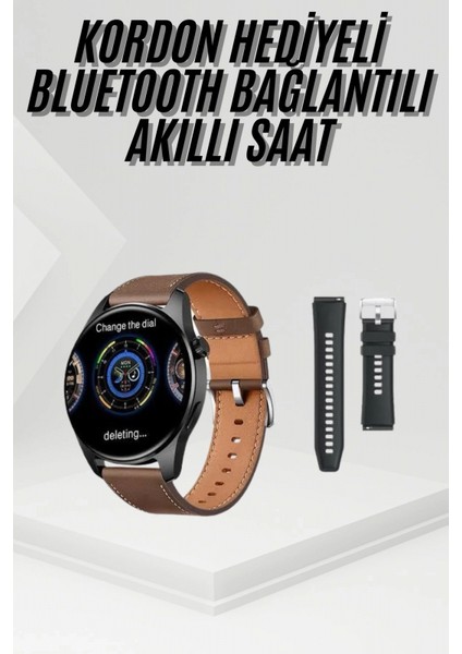 Akıllı Saat Yuvarlak Ekran Sesli Görüşme Özellikli Siyah Akıllı Unisex Kol Saati