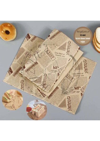 Vintage Gazete Desenli Sunum Kağıdı 50 Adet