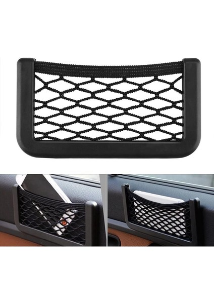 Araç Içi Fileli Cep Telefon Cüzdan Gözlük Için Çok Amaçlı Yapışkanlı Ceplik Telefon Tutucu