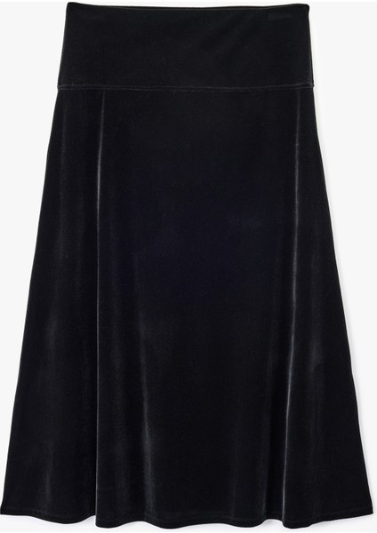 Rahat Kalıp Midi Boy Kloş Kadife Etek