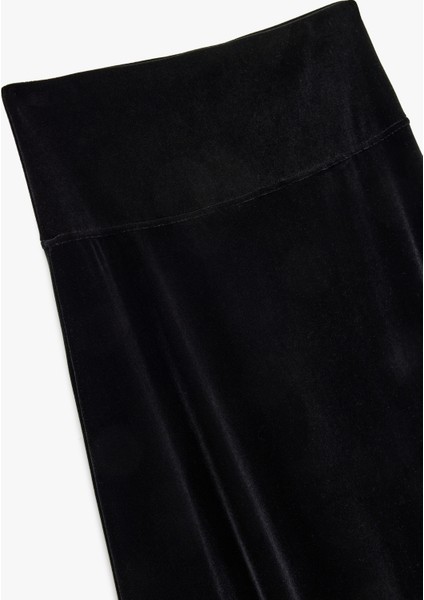 Rahat Kalıp Midi Boy Kloş Kadife Etek modelleri