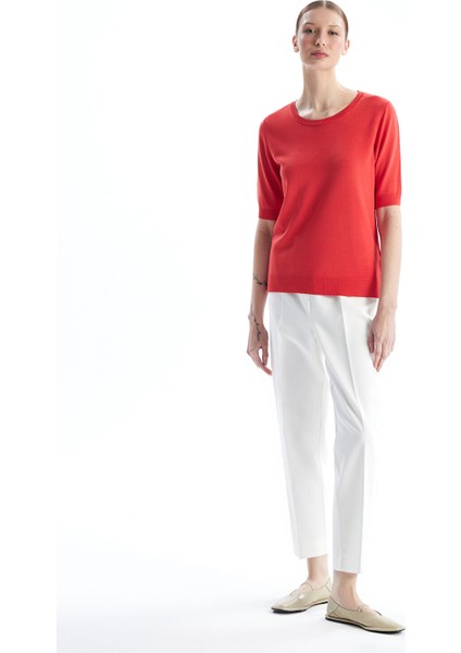 Yeni Sezon Bisiklet Yaka Düz Kısa Kollu Kadın Triko Kazak modelleri