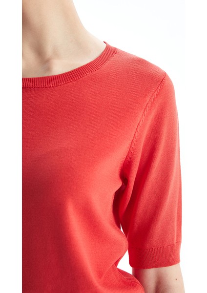 Yeni Sezon Bisiklet Yaka Düz Kısa Kollu Kadın Triko Kazak fırsatları