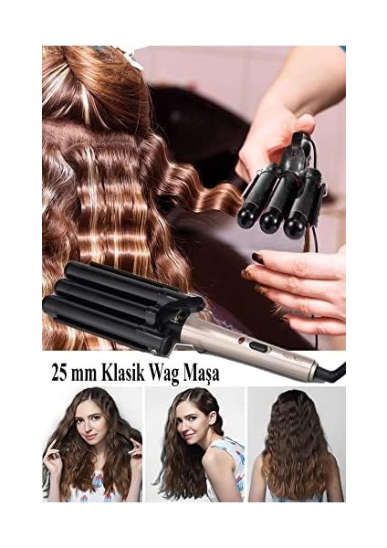 Shibowavy Profesyonel (85WATT) Klasik 25MM Wag Maşa Seramik Kaplama, Geniş ve Doğal Şekillendirme fiyatları