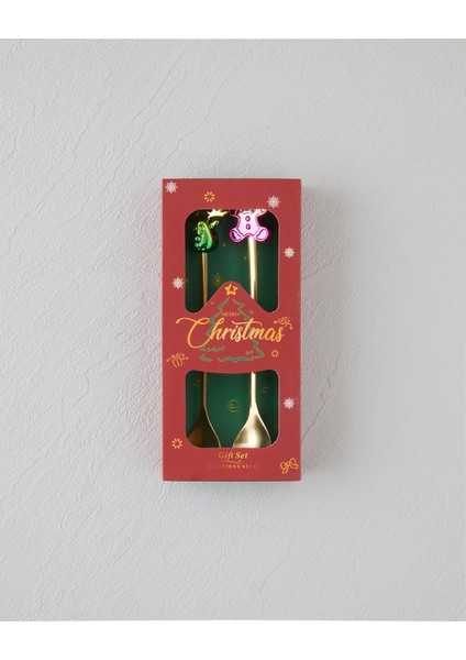 Joyduo Paslanmaz Çelik Tatlı Kaşığı 2 Parça Gold