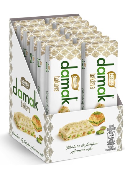 Nestlé , Damak Antep Fıstıklı ve Baklavalı Beyaz Çikolata, Baton, 12 Adet x 30GR fiyatları