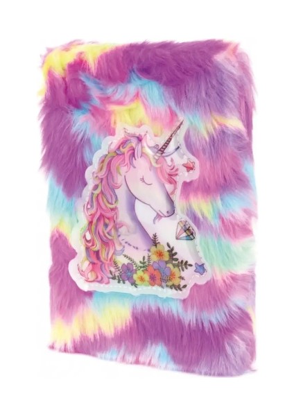 Çiçekli Unicorn Tasarımlı Peluş Hatıra Defteri