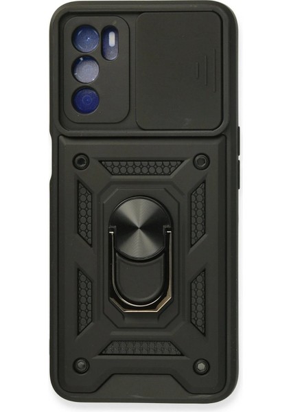 A16 Kılıf Pars Lens Yüzüklü Silikon - SIYAH-(5796)