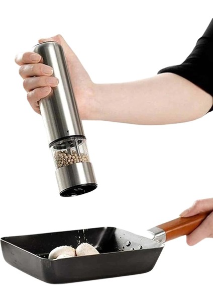 Bfs Pilli Tuz ve Karabiber Öğütücü Baharat Değirmeni Tuzluk Pilli Işıklı Gri indirimleri