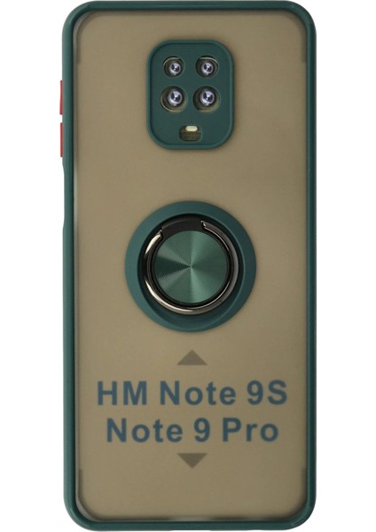 Redmi Note 9 Kılıf Montreal Yüzüklü Silikon Kapak - YEŞIL-(5796)