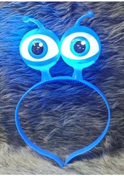 LED Işıklı &amp; Pilli 3 Farklı Modda Yanan Uzaylı Göz Parti Tacı Mavi Renk 18X12 cm fiyatları