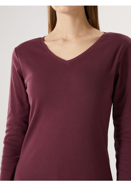 Yeni Sezon V Yaka Düz Uzun Kollu Kadın Tişört fırsatları