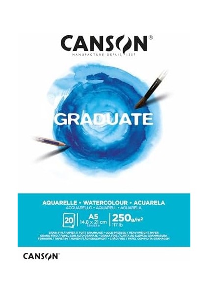 Mezun 250 Gsm A5 Kağıt, Soğuk Preslenmiş, Tampon Yapıştırılmış Taraf, 20 Beyaz Çarşaf, Öğrenci Sanatçılar Için Ideal modelleri