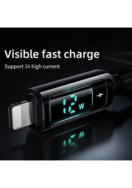 CA-8810 36W Pd Dijital Ekranlı Type-C To Lightning Data ve Şarj Kablosu 3A 1.2m Siyah modelleri
