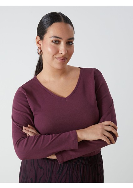 Yeni Sezon V Yaka Düz Uzun Kollu Kadın Tişört fiyatları