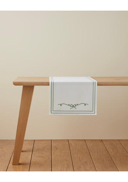 Ribbon Joy Polyester Runner 40X140 cm Yeşil-Beyaz