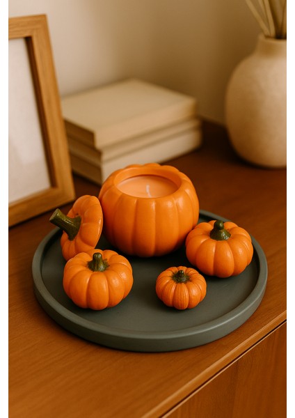 5’li Dekoratif Kabak Seti Küf Rengi Tabaklı I Soya Wax Mum I Döküm Seramik Tozu I El Boyaması fiyatları