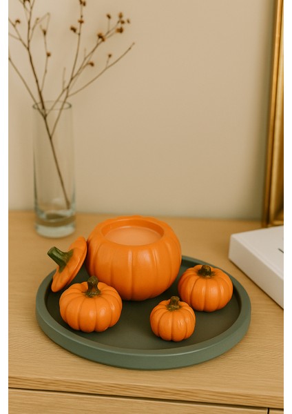 5’li Dekoratif Kabak Seti Küf Rengi Tabaklı I Soya Wax Mum I Döküm Seramik Tozu I El Boyaması fırsatları