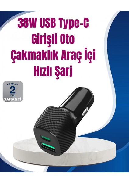 Power Delivery Destekli 38W Araç Tipi Hızlı Şarj Cihazı