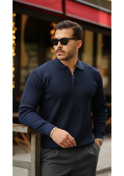 Erkek Selanik Örme Yakalı Uzun Kollu Triko indirimleri