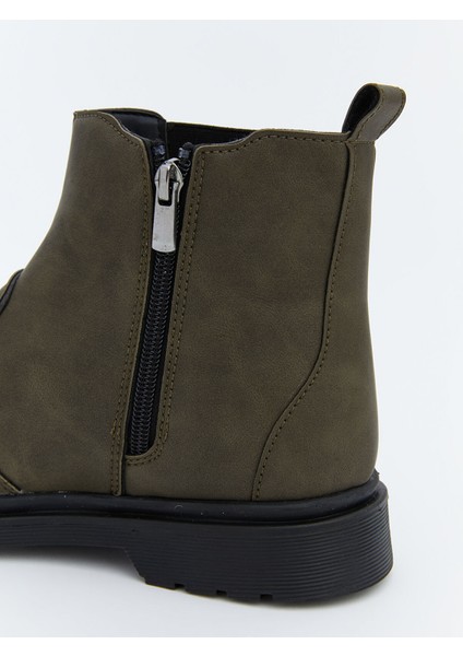 Yeni Sezon Deri Görünümlü Fermuarlı Erkek Çocuk Bot indirimleri