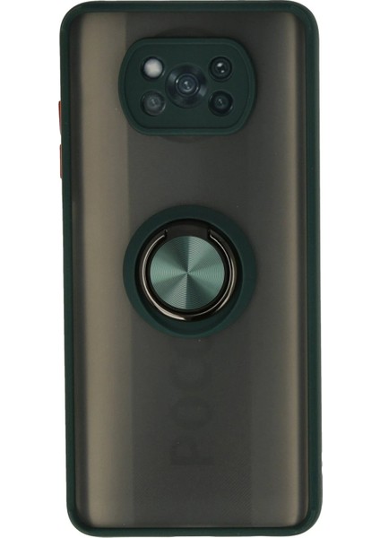 Pocophone X3 Kılıf Montreal Yüzüklü Silikon Kapak - YEŞIL-(5796)