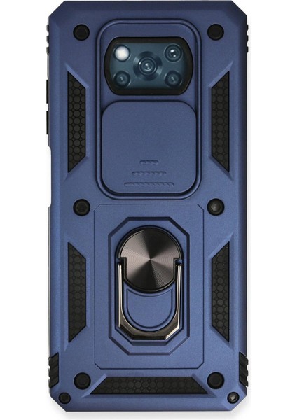 Pocophone X3 Kılıf Pars Lens Yüzüklü Silikon - LACIVERT-(5796)