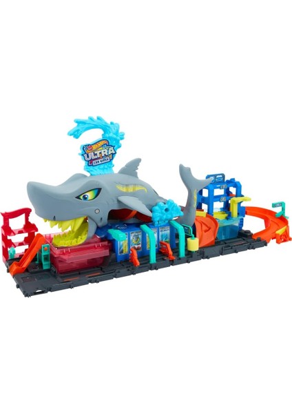 Muhteşem Köpek Balığı Araç Yıkama Oyun Seti 1:64 Ölçekte Renk Değiştiren Oyuncak Araba Içeren Hot Şehri Muhteşem Köpek Balığı Araba Yıkama HTN82