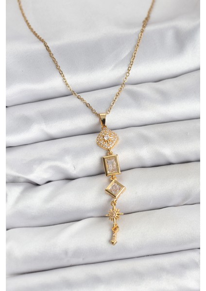 Bfs 316L Çelik Zincir Gold Renk Kutup Yıldızı Enerji Model Kadın Y Kolye