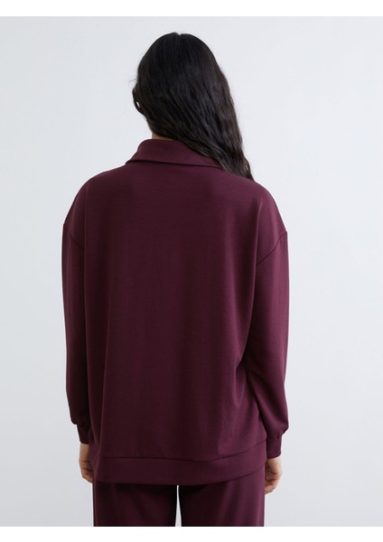 Yeni Sezon Dik Yaka Nakışlı Oversize Kadın Sweatshirt Tunik indirimleri