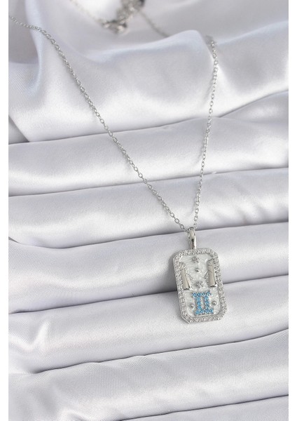 316L Çelik Gümüş Renk Zincir Ikizler Burcu Zirkon Taşlı Kadın Kolye fiyatları