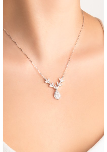 Zambak Işıltısı 18 Ayar Beyaz Altın Kaplama 45 cm Gümüş Kolye fiyatları