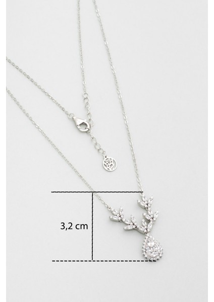 Zambak Işıltısı 18 Ayar Beyaz Altın Kaplama 45 cm Gümüş Kolye modelleri