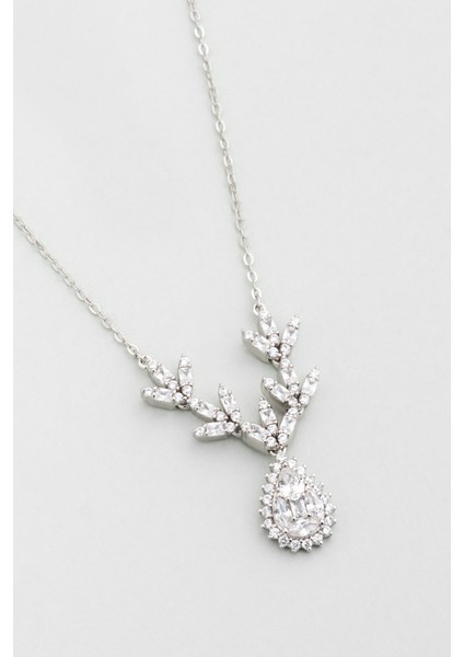 Zambak Işıltısı 18 Ayar Beyaz Altın Kaplama 45 cm Gümüş Kolye indirimleri